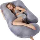 60 Inch Full Body Pregnancy Pillows for Sleeping Cooling Pregnancy Pillow,U Shaped Pregnancy Body Pillow,Maternity Pillows for Pregnant Women with Removable Washable Velvet Cover.(Grey)