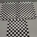 Zubebe 3 Pcs 13 x 10 Inch Checkered Serving Tray Black and White Serving Pieces Race Car Trays Rectangle Checker Plate Plaid Dishes Food Platter for Birthday Party