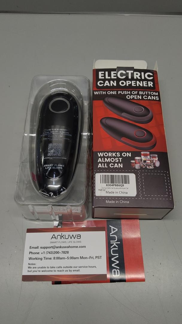 One Touch Electric Can Opener Fits All Can Sizes, Electric Can Openers for Kitchen Food Safe with Smooth Edge, Kitchen Gadgets Battery Operated Can Openers for Seniors, Arthritis and Chef（Black)