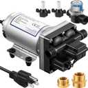 Dreyoo 1 Set Water Pressure Booster Pump 110v 5.5 GPM 70 PSI Self Priming Industrial Water Pump with Power Plug Pipe Fittings Brass Connector Strainer Filter for RV/Caravan/Marine/Home/Garden (Silver)