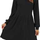 AUSELILY Womens Fall Dress 2025 Long Sleeve V Neck Short Dress Lightweight Casual Knit Sweater Dresses with Pockets (Black, S)