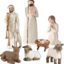 Amyhill 7 Pieces Artisan Christmas Nativity Set - Manger Scene With Wood Figures for Home Decoration