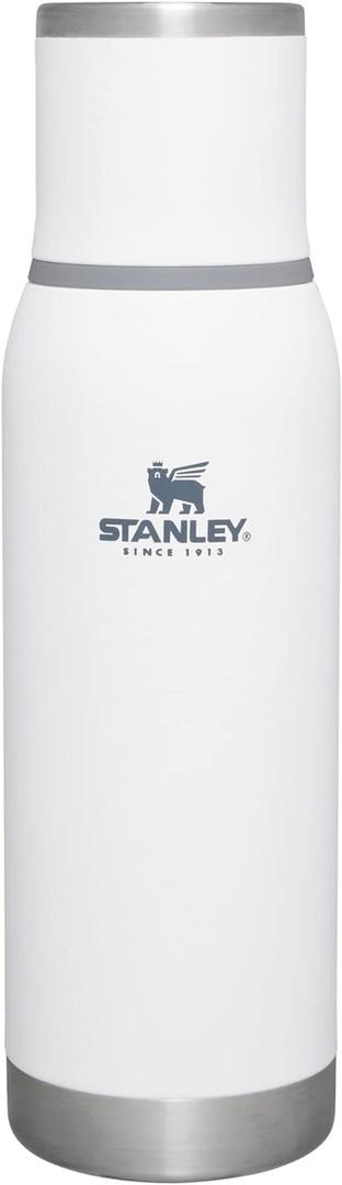 Stanley Adventure-To-Go Vacuum Bottle 25 oz | Wide Mouth with Leakproof Cup Lid | Keep Drinks Hot or Cold | Packable for Travel | Insulated Stainless Steel Thermos | BPA-Free | Polar (25 Ounces)