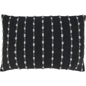 SARO LIFESTYLE Chunky Striped Pillow Cover, Black, 16"x24"