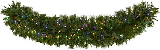 Nearly Natural 6ft. x 18in. Christmas Pine Extra Wide Artificial Garland with 100 Multicolored LED Lights, 
Item Length	72 inches