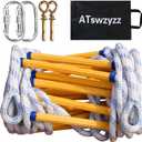 Emergency Fire Escape Ladder,Flame Resistant Safety Rope Ladder with Hooks10FT/13FT/16FT/26FT/32FT/49FT,Fast to Deploy,Easy to Store Withstand Weight up to 2000 pounds(13FT)
