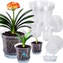 MIXC 18 Packs 6.5/5/4 Inch Self Watering Pots for Indoor Plants - Clear Nursery Plant Pots with Drainage, Deep Visible Reservoir - Flower Planter Outdoor with Wicking Rope