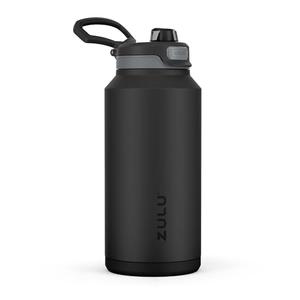 ZULU Powerfill Pro 64oz Half Gallon Stainless Steel Water Bottle with Quick Fill Lid, Triple Walled Vacuum Insulated Metal, Leak Proof Locking Lid, Sip and Chug, Reusable BPA Free, Black Monochrome