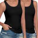 wirarpa Women's Tank Tops Micro Modal Summer Women's Camis Undershirts 2 Pack, Size S (Black)