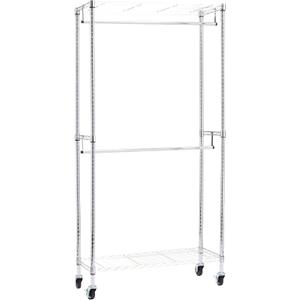 Amazon Basics Adjustable Clothes Rack for Handing, Double Hanging Rod Garment Rolling Closet Clothing Organizer, Chrome, 36'' x 14'' x 72''