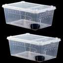 kathson 2PCS Reptile Feeding Box Portable Small Snake Terrarium Habitat Mini Pet Breeding Cage Hatching Container Transparent Gecko Houses for Small Frog Tarantula Spider Scorpion (White)