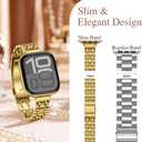HITZEE Thin Metal Bands Compatible with Apple Watch Band 49/46/45/44/42mm, Slim Stainless Steel Band Strap for Women Compatible for iWatch Ultra 3/2/1 SE3-1 Series 11 10 9 8 7 6 5 4 3 2 1, Gold