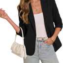 LookbookStore Blazers for Women Suit Jackets Dressy 3/4 Sleeve Blazer Business Casual Outfits for Work (Black, M)