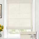 LazBlinds No Drill Bamboo Roman Shades, 25" W x 64" H, Star-Off White
