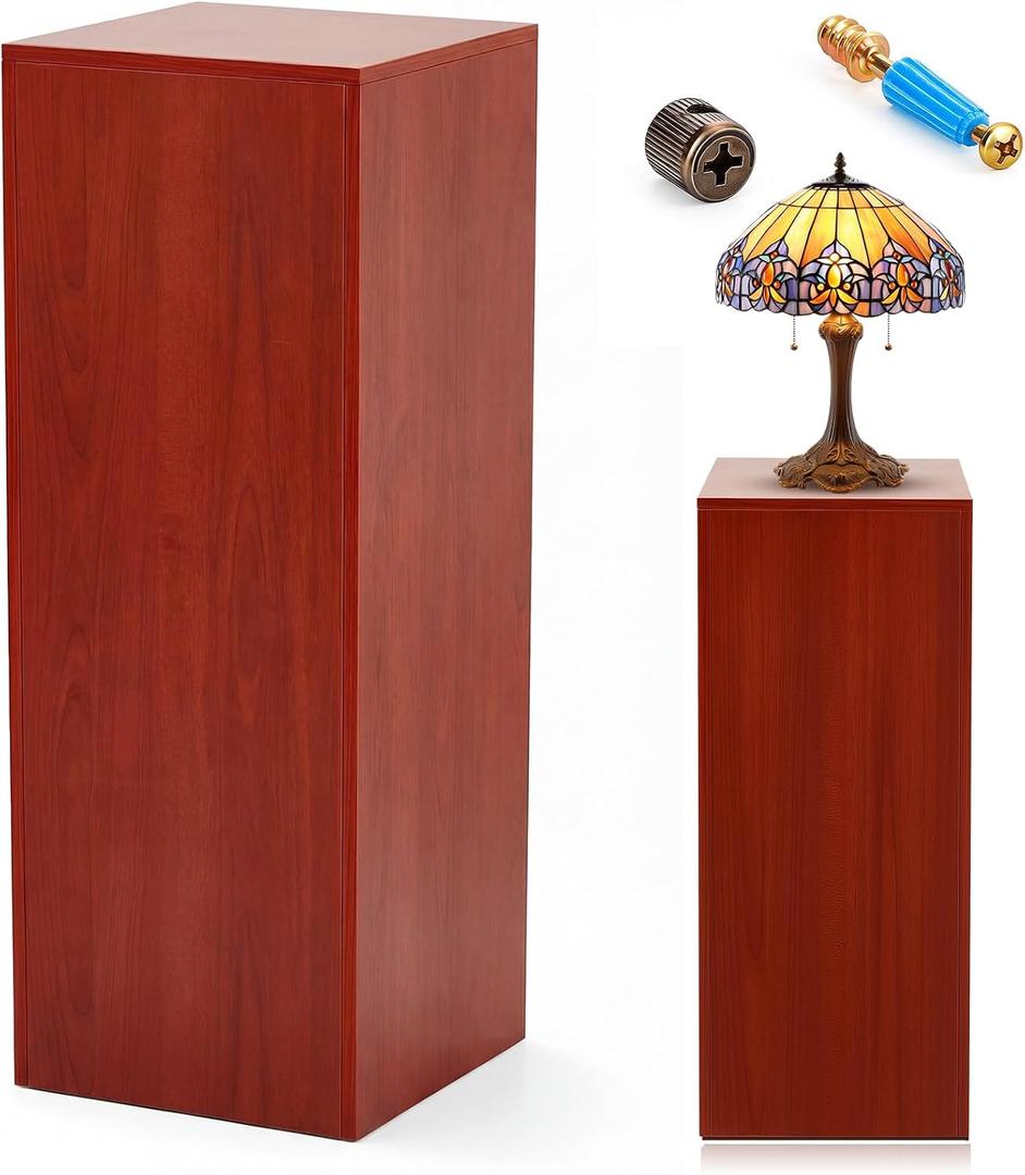 RattanView Wooden Cube Display Pedestal Stand, 15 x 15 x 36 Inch Sculpture Pedestal Stand, Display Riser Column Pillar Easy Assembly Required for Gallery Store Home Wedding Party Event Decor