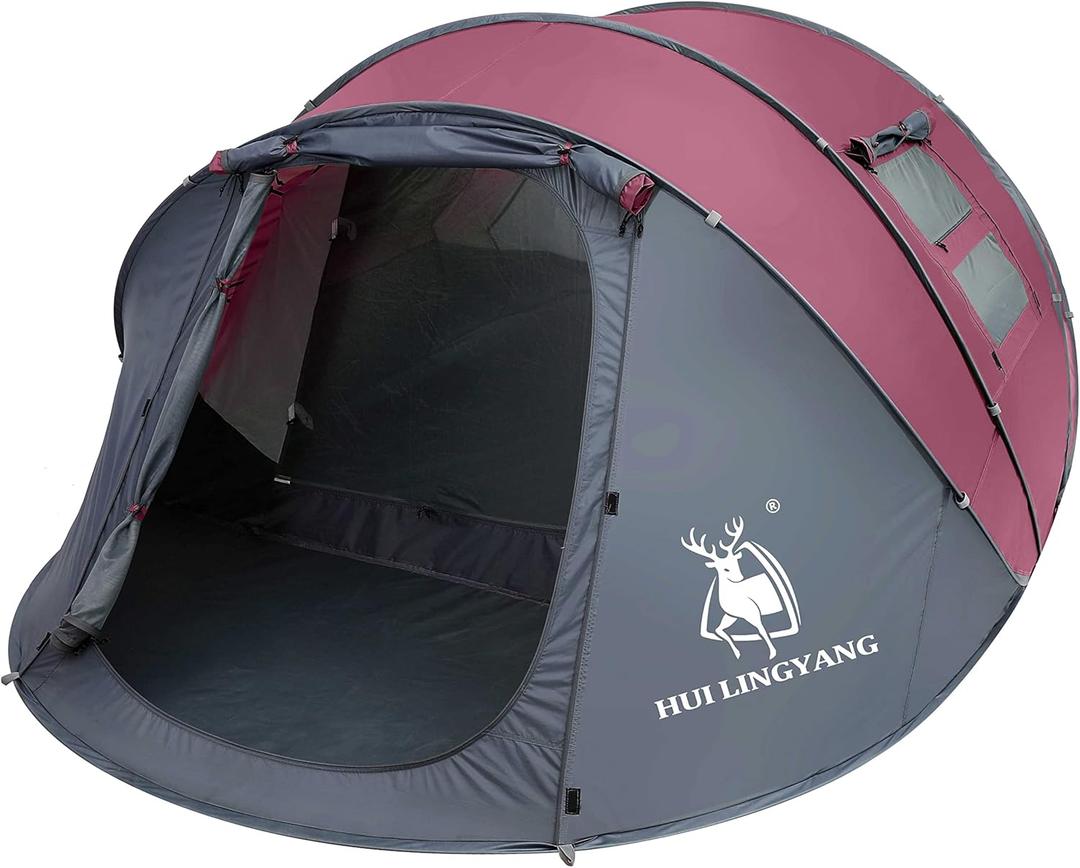 6 Person Easy Pop Up Tent,12.5 x 8.5 x53.5,Automatic Setup,Waterproof, Double Layer,Instant Family Tents for Camping,Hiking & Traveling (Brown Red)