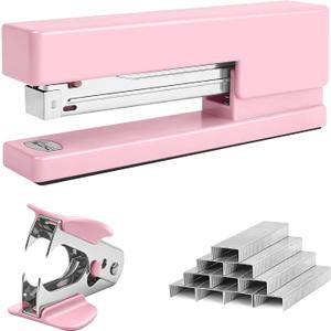 2 x Office Desktop Stapler - 25 Sheet Capacity with 830 Staples and Staple Remover,Staplers for Desk,Non-Slip for School, Home, Pink