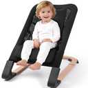 Baby Bouncer for Newborns 0-12 Months: 0-5 Years Portable Infant boy Bouncer Seat Chair in Black with Adjustable Recline & 3-Point Harness, Supports Up to 60 lbs