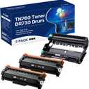 TN760 Toner Cartridge and DR730 Drum Unit Replacement for Brother TN-760 TN730 DR730 DR 730 Work with DCP-L2550DW HL-L2350DW HL-L2390DW HL-L2395DW Printer (2 Toners, 1 Drum Unit, 3Pack)