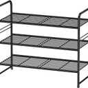 Shoe Organizer for Closet, Shoe Shelf Rack Metal 3 Tier with Stackable & Heavy Duty, Black
