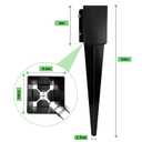 24 inch Fence Post Anchor Ground Spike Heavy Duty Metal Black Powder Coated Fence Stakes Post Base, 4x4 Inch (Inner Size 3.6"x3.6"), Pack of 4