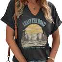 Adventure Hiking Camping Mountain Shirt for Women Travel Graphic Tee Shirts,US National Parks Shirt Outdoor Nature Tops(S,Dark Grey-3)
