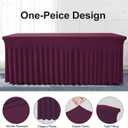 BDDC Table Skirts for Rectangle Tables 6ft - One-Piece Burgundy Tablecloths and Skirt, Wrinkle Resistant Ruffles Elastic Cover for Banquets, Weddings, Events, Parties