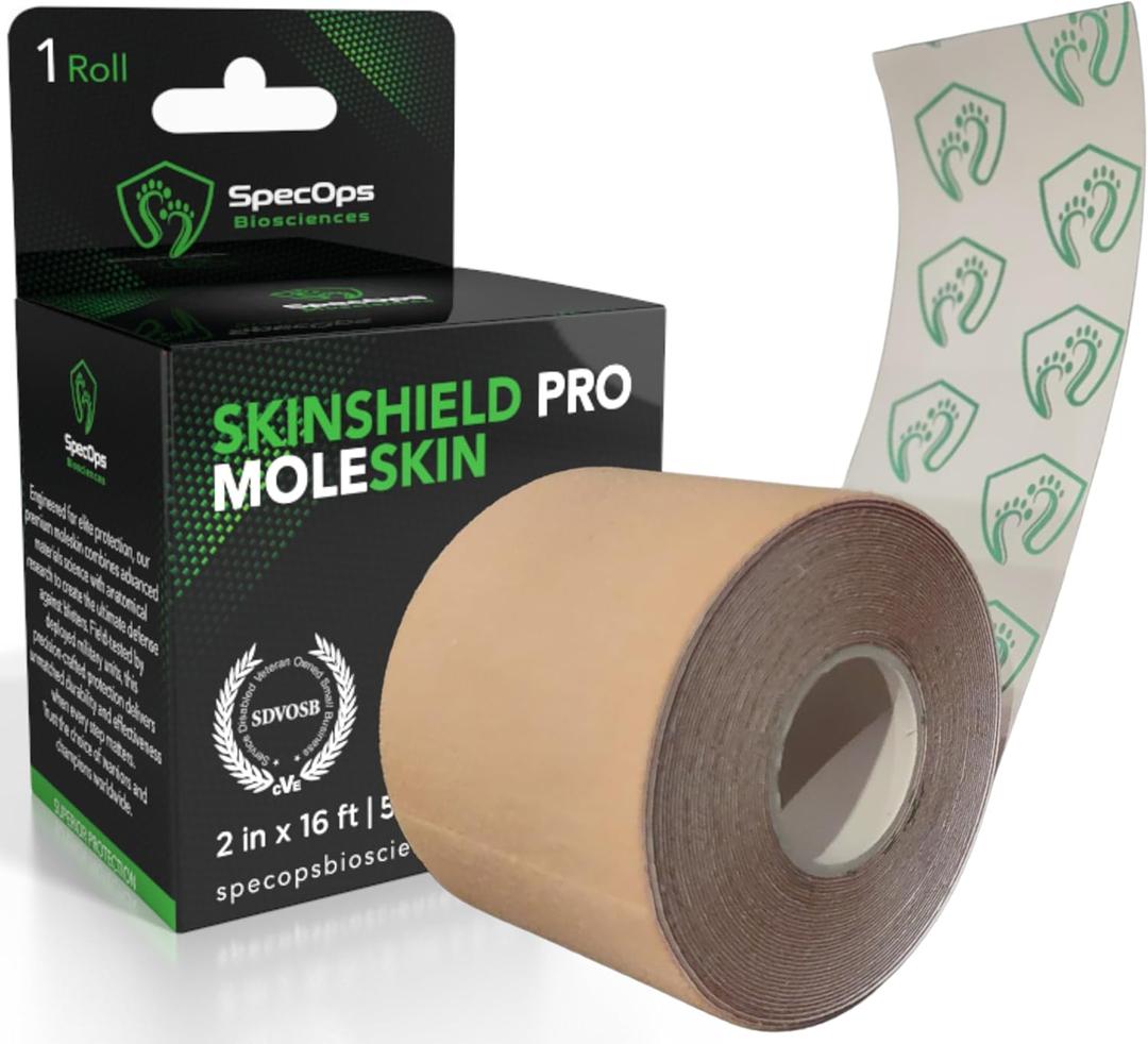 Athletic Moleskin for Blister Prevention - 48% More Per Dollar Than Leading Brand - 408 sq in vs 111 sq in. Ultrathin Mole Skin Tape (Tan)