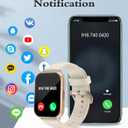 RUIMEN Smart Watches for Women Men (Answer/Make Calls, 2 Bands Included), 1.8" Smartwatch for iOS/Android Phones, Fitness Tracker Heart Rate/Sleep Monitor Digital Watch Waterproof Milky White