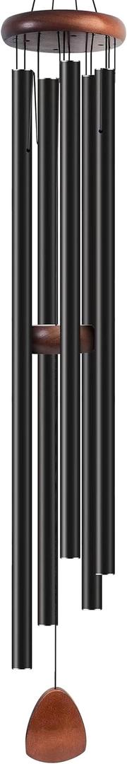 Bursvik 65" Aluminum Wind Chimes for Outside (Black), 5 Heavy Duty Tubes