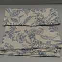 jinchan Floral Kitchen Curtains for Windows 45 Inch Linen Tier Farmhouse Cafe Curtains Country Botanic Small Window Rod Pocket Rustic Flax for Laundry Bathroom RV 2 Panels Blue on Beige
