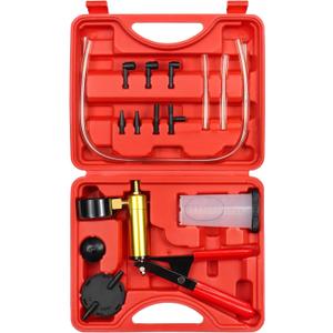 JoyFans 2 in 1 Hand Vacuum Pump Brake Bleeder Kit, One-Man Brake Clutch Fluid Power Steering Fluid Bleeding System Tester Tool for Automotive Motorcycle Car & Kitchen Food Canning Use (Red)