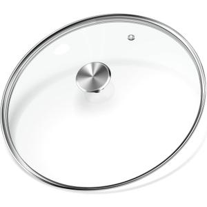 12 inch Tempered Glass Lid, Versatile Round Replacement Glass Cover for 12 inch Skillets, Pots and Pans, and Dutch Ovens - Dishwasher and Oven Safe up to 400- 30CM (Silvery)