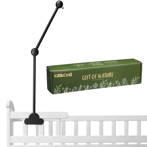 GlikCeil Wooden Baby Crib Mobile Arm 27.17 Inches Cloud Design Adjustable Baby Mobile Hanger for Crib Cot Bed Bassinet Wind Chimes Bed Bell Nursery, Black