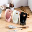 Ceramic Upright Spoon Rest, 6 Inch Heart-Shaped Pink Spoon Rest for Stove Top, Gomakren Standing Spoon Holder for Kitchen Counter - House Warming Decor Gifts, Pink Kitchen Accessories