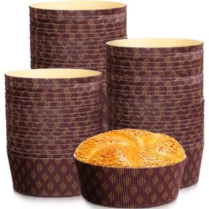 Thenshop 50 count Panettone Paper Mold Pans for Baking Heat Resistant Paper Baking Cake Pan 6 x 2.4 Disposable Panettone Mold for Muffin Cupcake, Microwave Oven and Freezer Safe