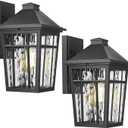 Darkaway 2pcs Outdoor Wall Lights for House, 14inch Large Exterior Lighting Fixtures Wall Mount Porch Lights Waterproof Outdoor Sconce Lights with Water Ripple Glass for Patio Hallway Garage
