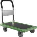 Upgraded Foldable Push Cart Dolly | 660 lbs. Capacity Moving Platform Hand Truck | Heavy Duty Space Saving Collapsible | Swivel Push Handle Flat Bed Wagon - Green