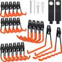 Heavy Duty Garage Hooks, 24 Pack Steel Wall Mount Storage Organizer with Anti-Slip Coating Garage Hook Set for Hanging Ladders, Bikes, Tools, Ropes, Coats (Orange)