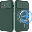 Hitaoyou iPhone 12 Case Magsafe, iPhone 12 Camera Protection Case [Support Magsafe Charger] with Slide Lens Cover,Slim Magnetic Case for iPhone 12 6.1" Green