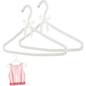 GALPADA 2pcs Artificial Pearl Bowknot Clothes Hangers for Home Use Space-Saving Design Material Creative Closet Organization for Dresses and Coats