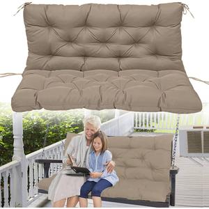 Porch Swing Cushions Waterproof 60 Inch, 2 3-Seater Replacement for Outdoor Furniture with Backrest,Thickened 4" Swing Seat Replacement Cushion for Swing Glider Bench Patio Lawn Backyard (Beige)