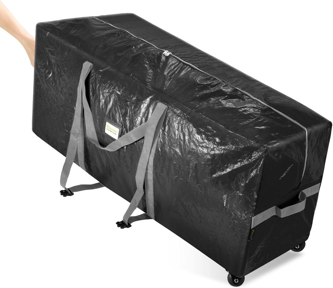 BALEINE 7.5 ft Rolling Christmas Tree Storage Bag, 2 Swivel Wheels for Easy Moving, Heavy Duty Extra Large Artificial Christmas Tree Bag with Reinforced Carry Handles and Fixed Buckle (Black)