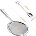 4 x 3.5 Inch Fine Mesh Strainer with Handle and Scoop  Stainless Steel Mini Sieve for Tea, Coffee, Flour, Juice, Matcha, Egg, Cocktail, Baking  Rustproof Kitchen Filter Tool