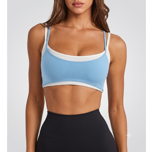 LASLULU Womens Adjustable Spaghetti Straps Sports Bra Square Neck Wireless Padded Workout Yoga Crop Tops, Small