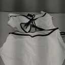 ZAFUL Womens High Waisted Bikini Sets Sexy V Neck Two Piece Swimsuit Cute Bow Ruched Bathing Suit (Large, Solid-white)