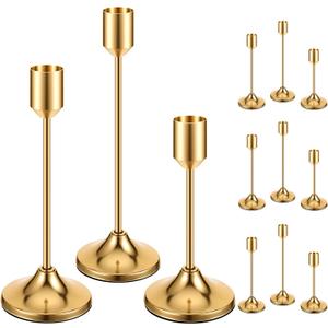 12Pcs Gold Candlestick Holders, Metal Candle Holders Taper Candle Stands