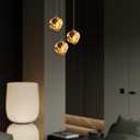 Modern Style Pendant Light, Mid Century Smoked Glass Ceiling Hanging Lamp, Vintage Hand Blown Fixture for Bedroom Dining Room, Kitchen Island - Lava Ice, Rose Gold, Small, 1 Pack