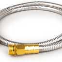 Stainless Steel Garden Hose: 3FT 3/4" Male to Female Brass Fittings - Flexible Metal Water Hose for RV Camper Faucet Extension Patio