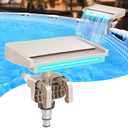 Hanaoyo LED Pool Fountain Waterfall for Above Ground Pools, 7 Different Lighting Colors, Smooth Flowing Pool Waterfall Relaxing Cascade for Outdoor Decor, Adjustable Width Fits Various Frames